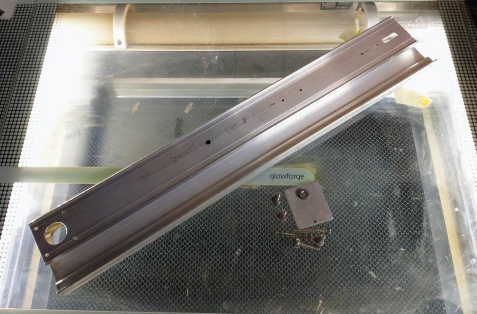 USED Left Side Steel Rail For Glowforge with Screws and Hardware