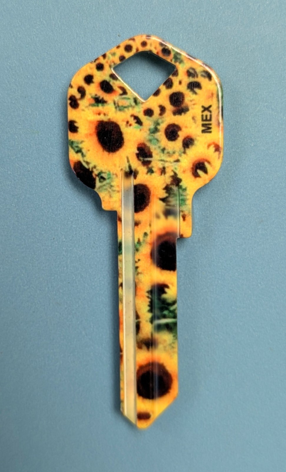 HK14 Sunflower printed design SINGLE HOUSE KEY BLANK for KW1 Kwikset locks