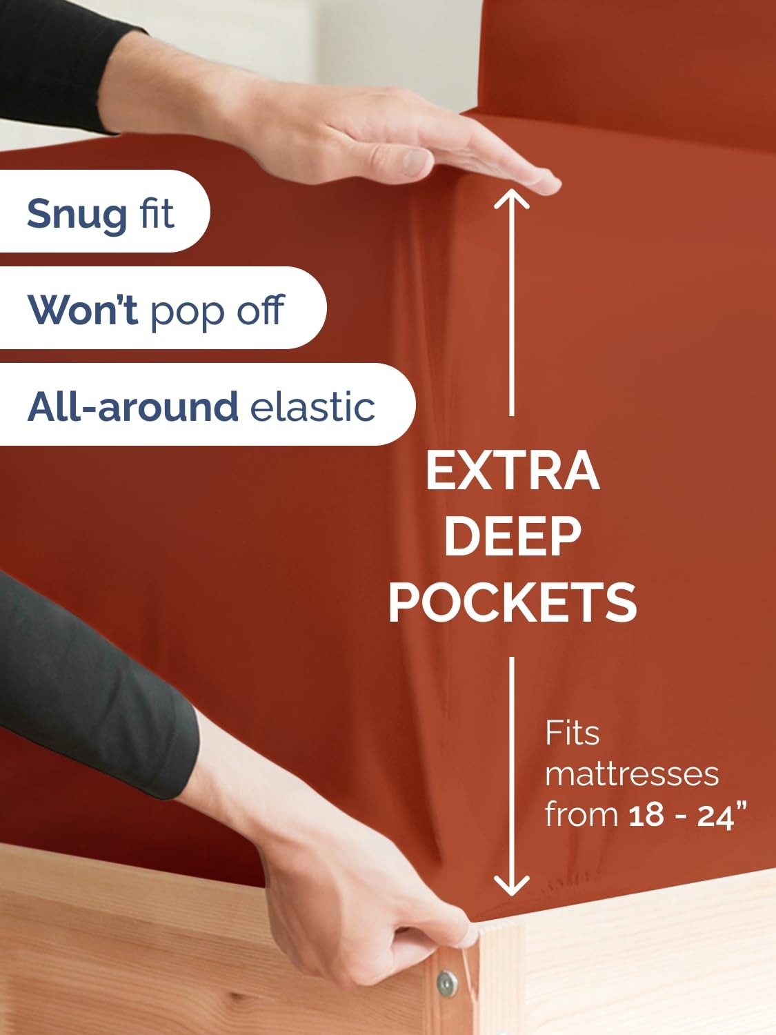 Extra Deep Twin Fitted Sheet - Hotel Luxury Single Fitted Sheet Only - Easily...