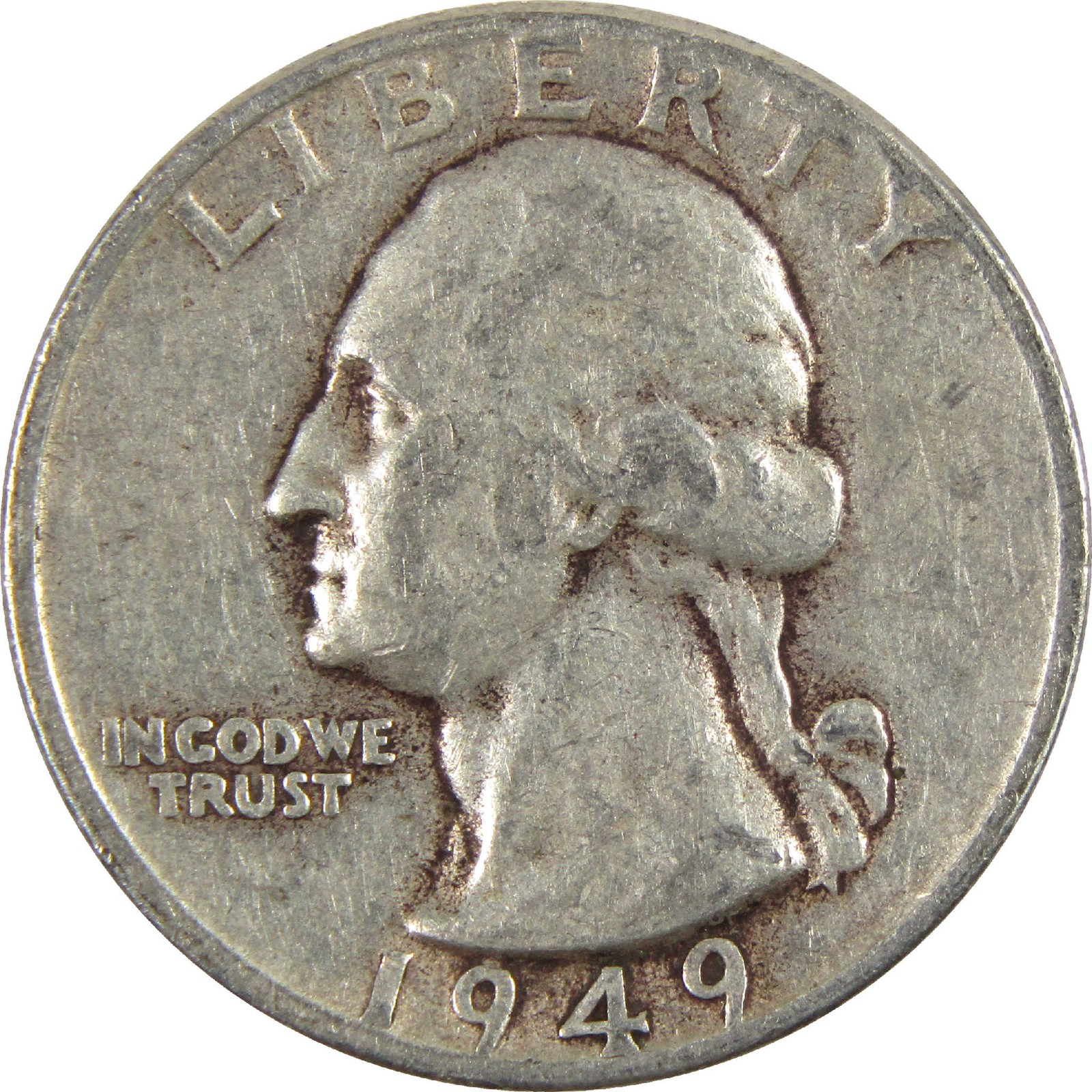 1949 Washington Quarter Circulated Silver 25c Coin Collectible