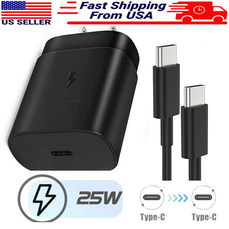For Samsung S25 S24 S23 S22 S21 Ultra 25W Super Fast Charger & Type C Cable-USA