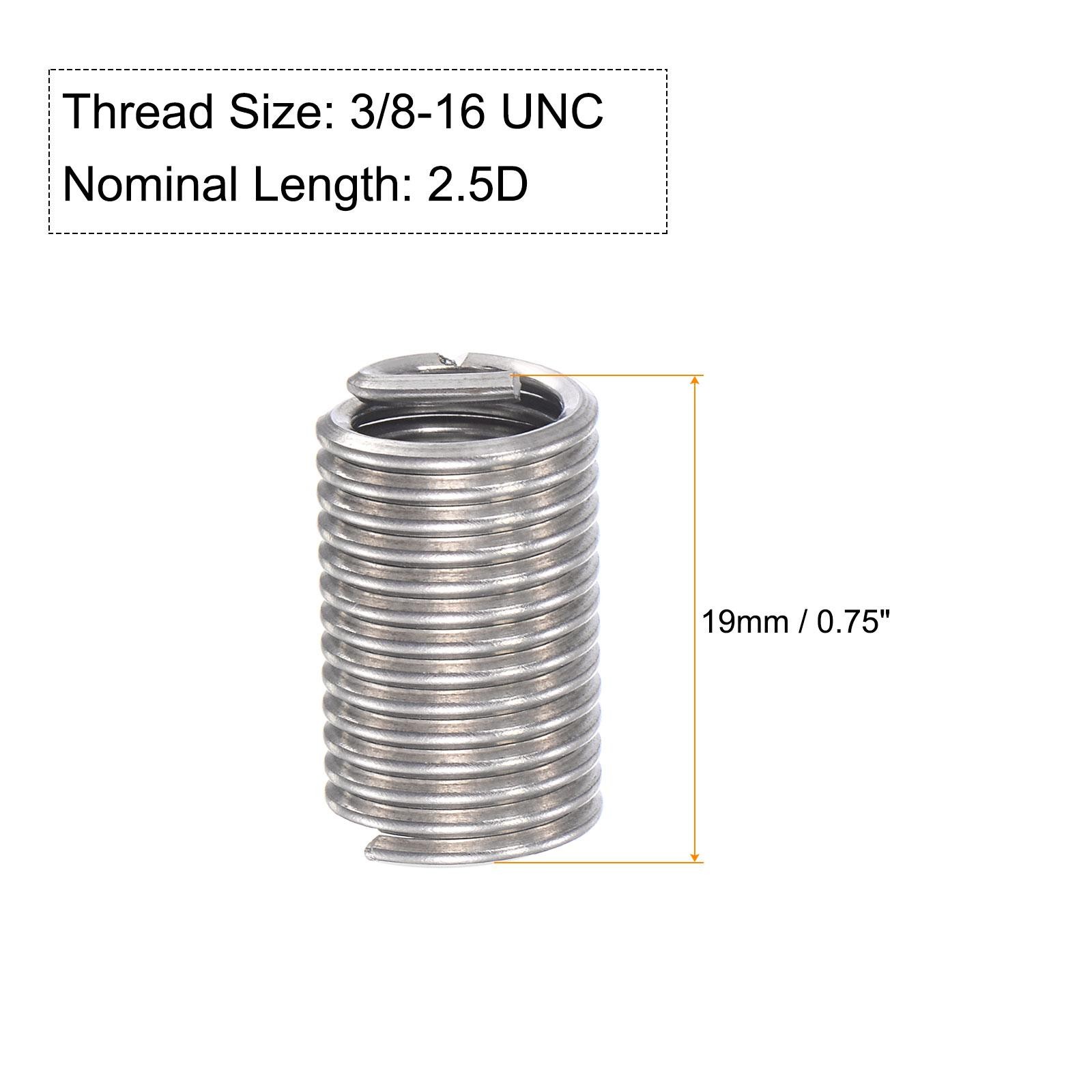 3/8-16 UNC 2.5D 304 Stainless Steel Wire Thread Insert Threaded Sleeve 5pcs