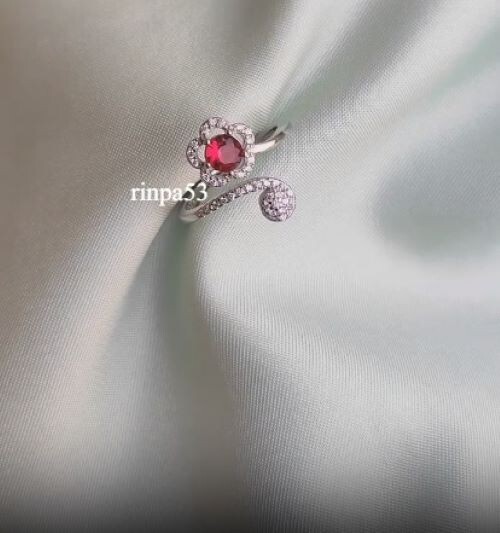 Gift For Women's Adjustable Toe Ring Burmese Syn Ruby & Cubic Zirconia 925 SS