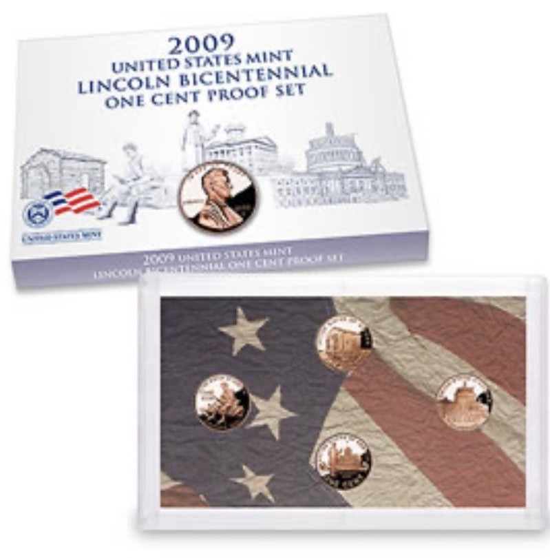 2009 LINCOLN CENT PROOF SET 4 COIN BICENTENNIAL ORIGINAL BOX & COA U.S. MINT