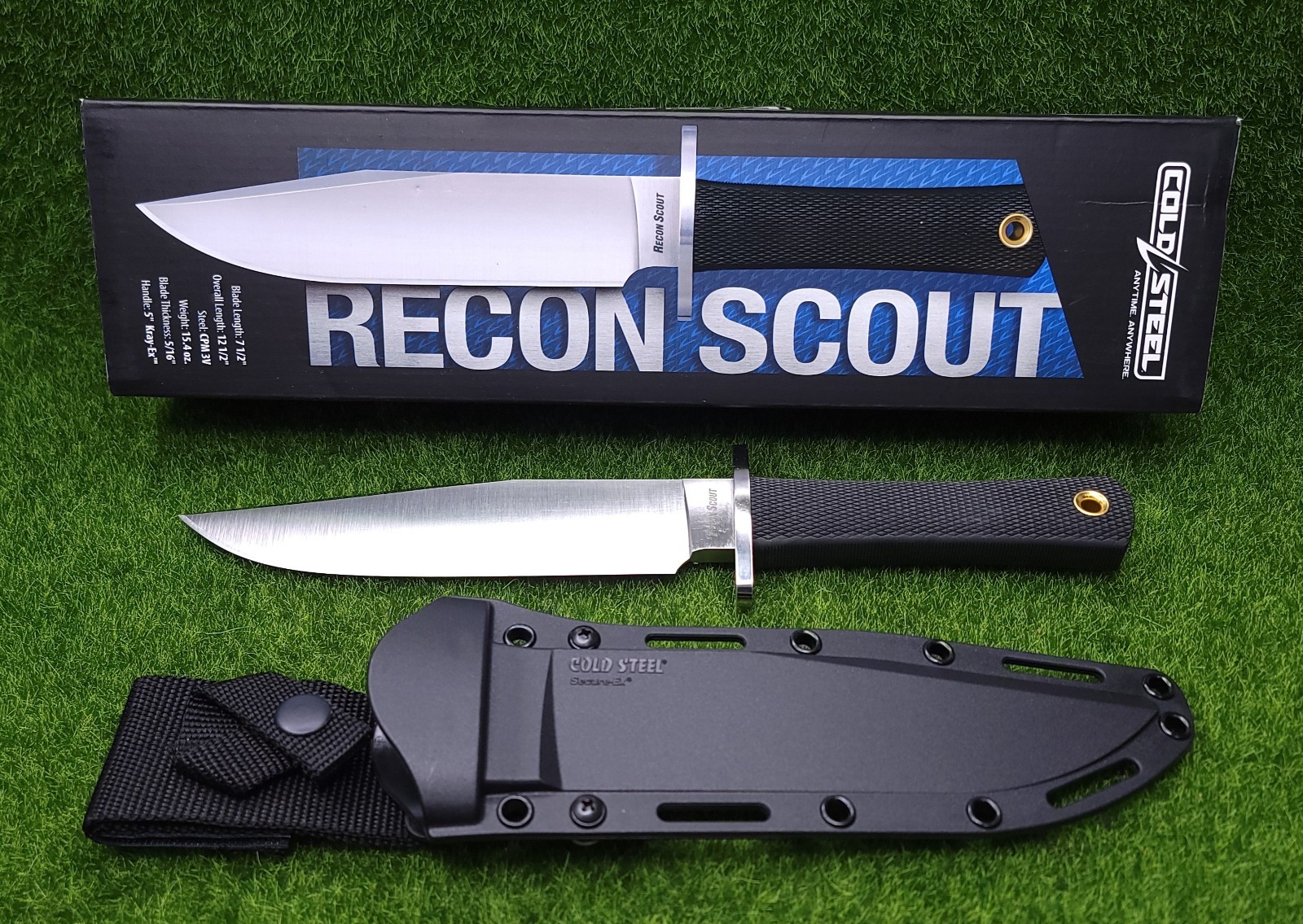 Cold Steel 7.5" Recon Scout CPM 3V Clip Point Fixed Blade Knife #CS-37RS
