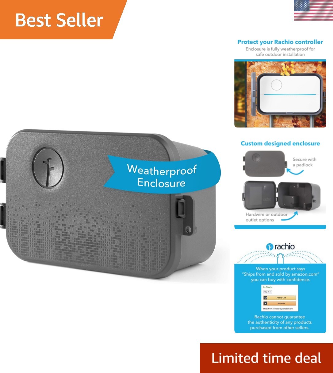Smart Sprinkler Controller Weatherproof Outdoor Enclosure, Compatible with 3 ...