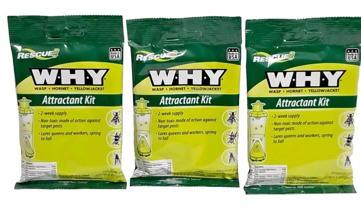 3 Rescue W H Y Trap Refill Attractant Kits Wasp Hornet Yellowjacket New Lot Of 3