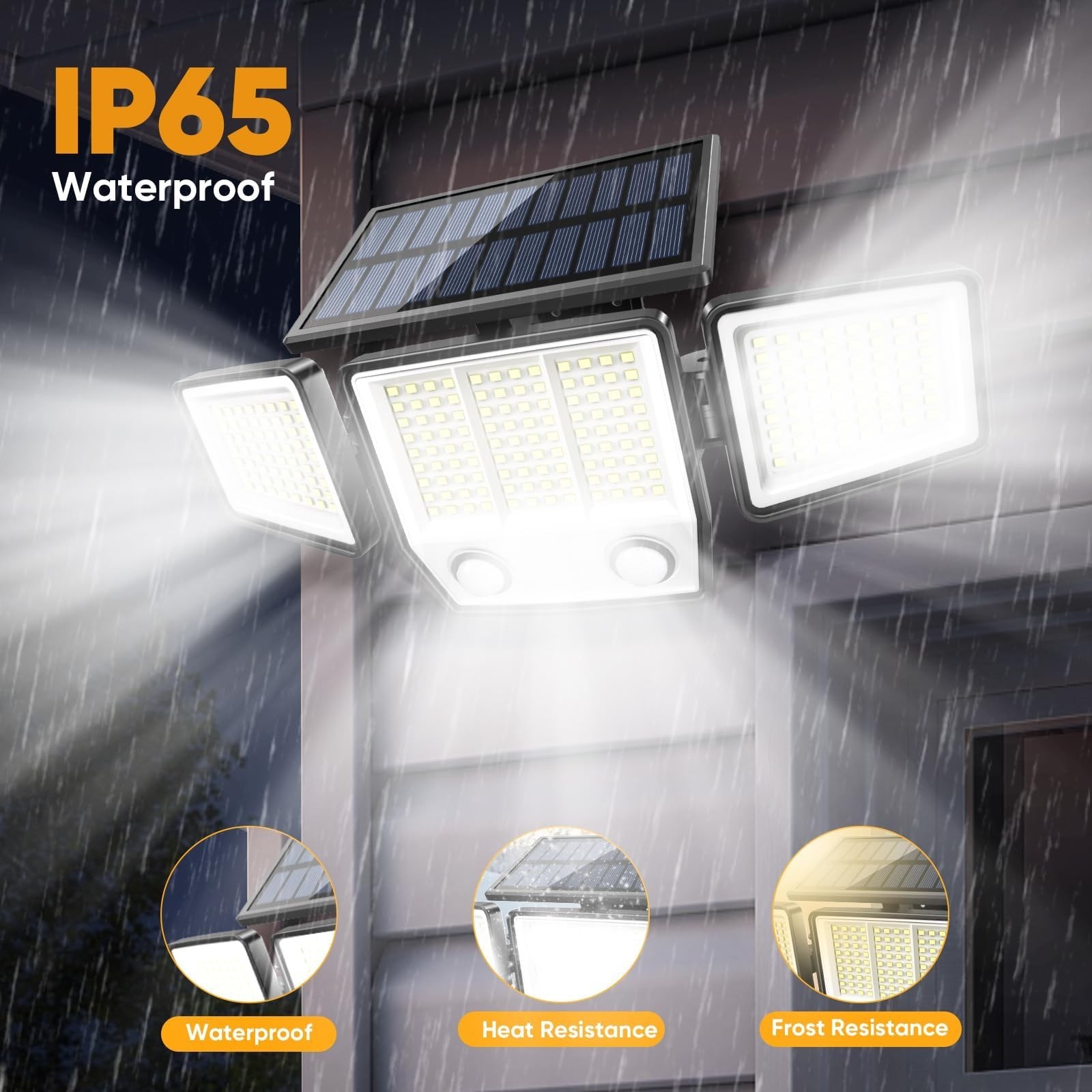 MDCMDCM Solar Motion Sensor Outdoor Lights Waterproof - 3000LM 3 Modes Securi...