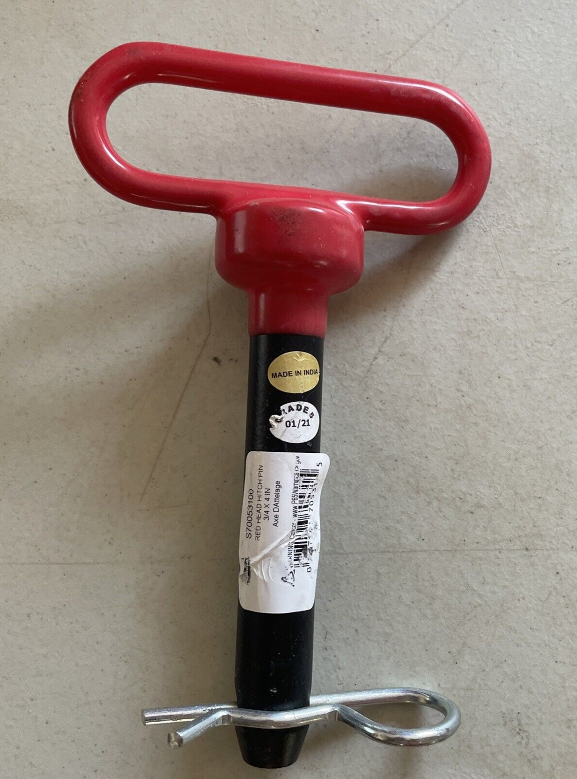 SpeeCo S 70053100 Red Head Handle  Hitch Pin 3/4” X 4” Grade 5