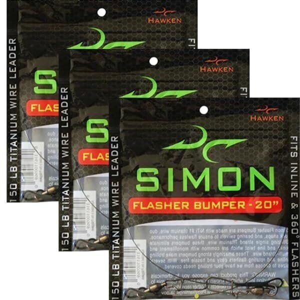 Simon Titanium Bumper 18in for Flashers 150 Lb Wire SS Swivels Snaps