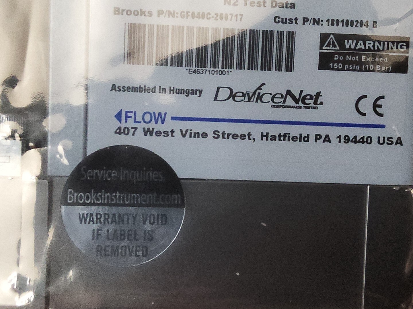 Mass Flow Controller Brooks Instruments GF040C