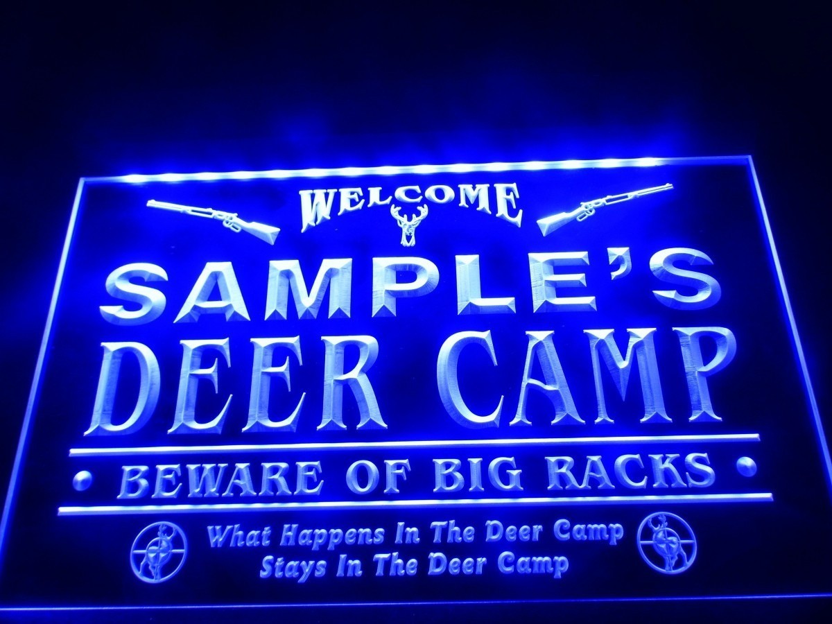 CUSTOM NAME PERSONALISED LED NEON LIGHT SIGN DEER CAMP MAN CAVE WALL ART DÉCOR