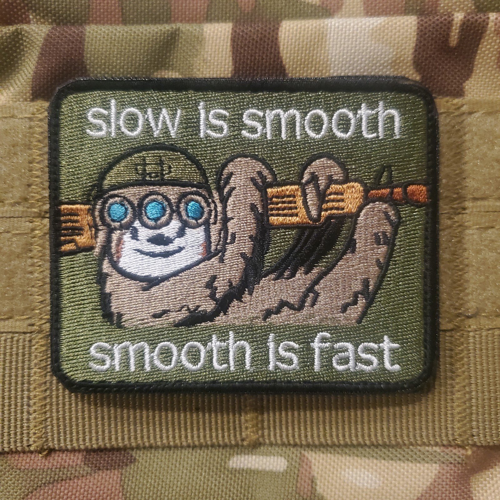 SLOW IS SMOOTH SMOOTH IS FASTSarcastic Tactical Morale Patch HOOK BACKING