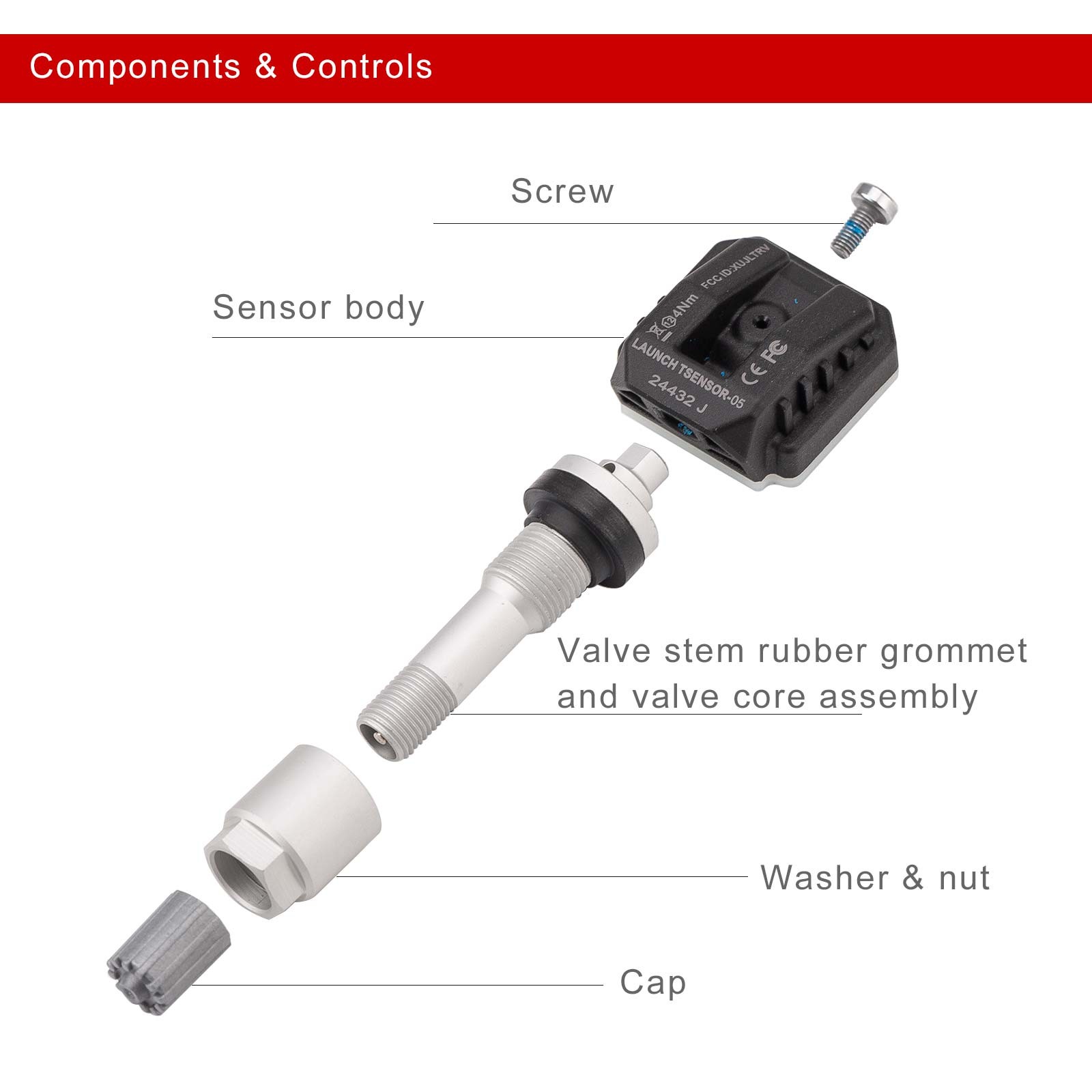 LAUNCH X431 i-TPMS TPMS Tire Pressure Sensor Activate/ Program/ Learn+4x Sensors