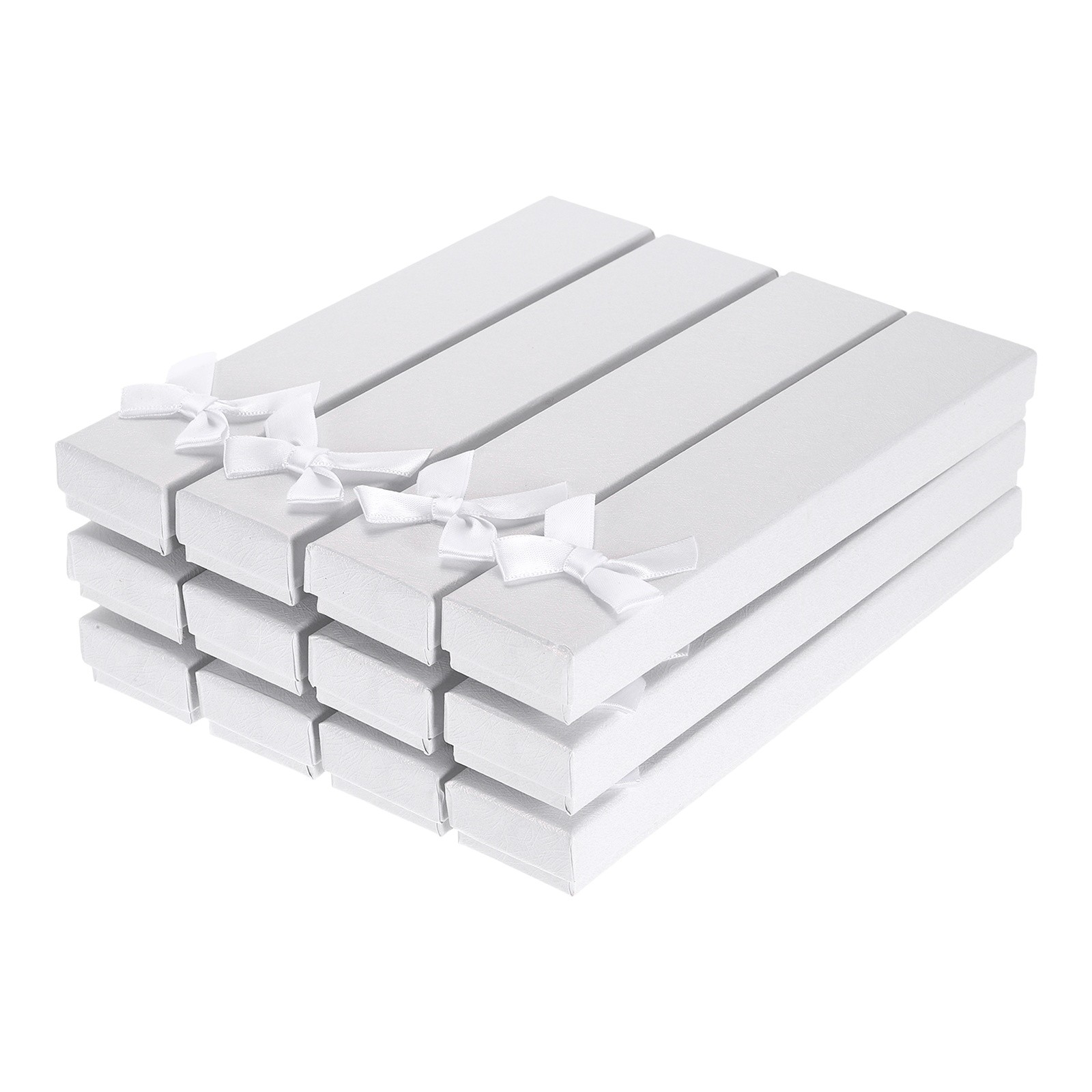 8.3x1.6x0.9 Inch Jewelry Gift Box, 12 Pcs Cardboard Pure Long Necklace Box White