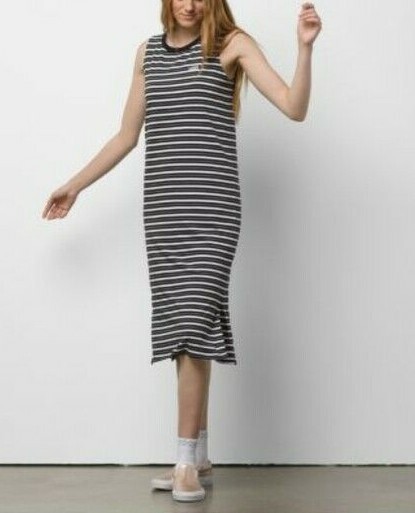 Vans Women Mini Check Black/White Cotton Midi Dress (VN0A4DRFBLK) Sizes XS/S/M/L