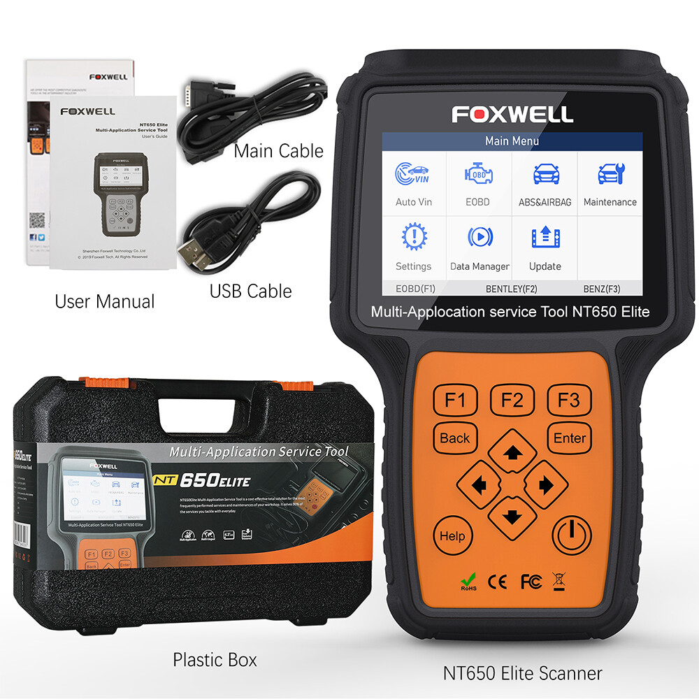 FOXWELL NT650 Elite Car OBD2 Scanner Code Reader ABS SRS Engine Diagnostic Tool