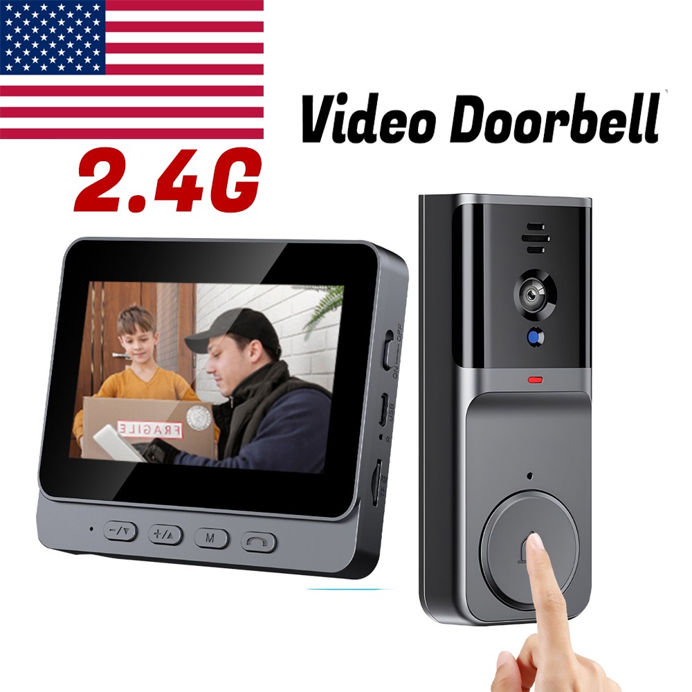 2.4G Wireless Smart LCD Screen Intercom Video Doorbell Camera Monitor Home 4.3"