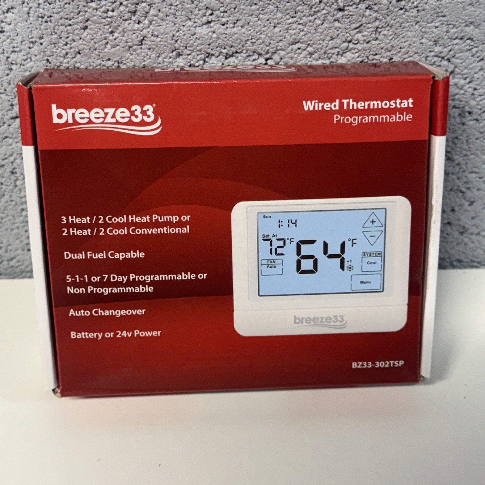 Breeze 33 Wired Thermostat Programmable BZ33-302TSP NIB