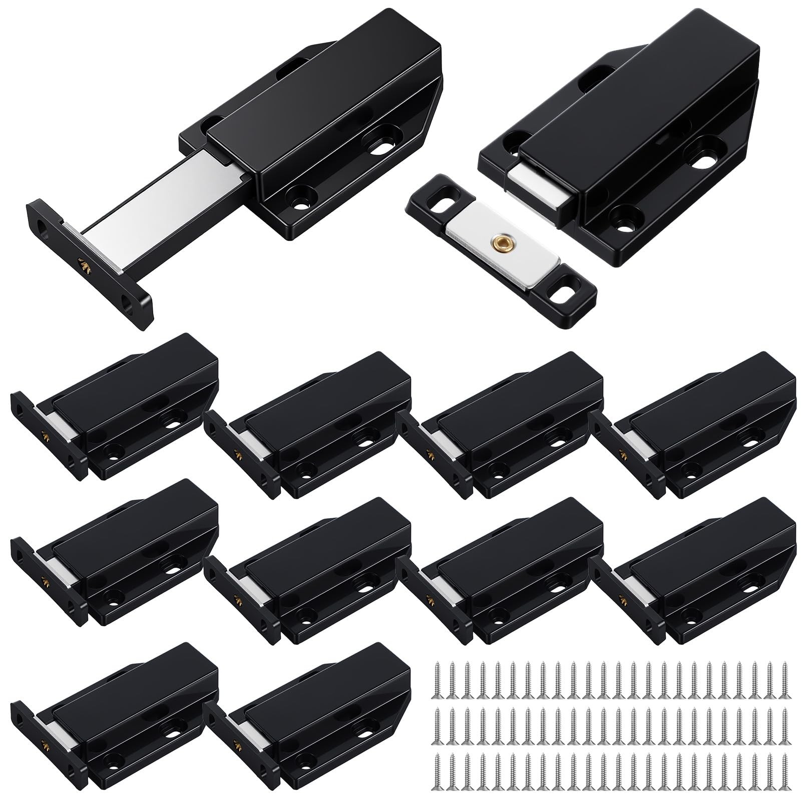 12 Pack Magnetic Push Latch Heavy Duty - Push to Open Cabinet Hardware, Touch...