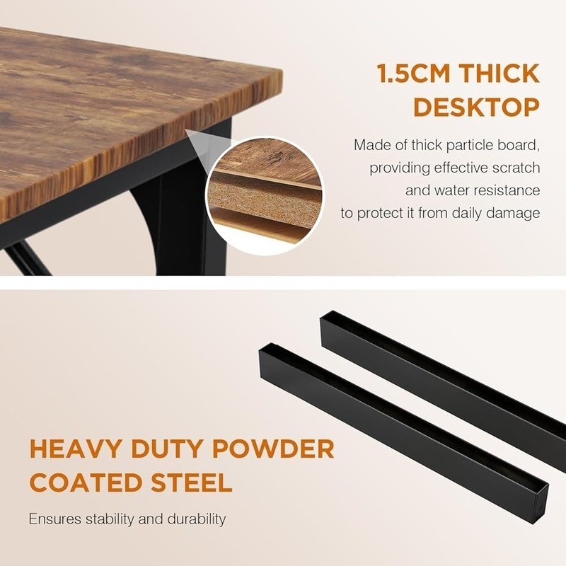 Compact Computer Desk Small Metal Frame Sturdy Writing Table Home Office Gaming