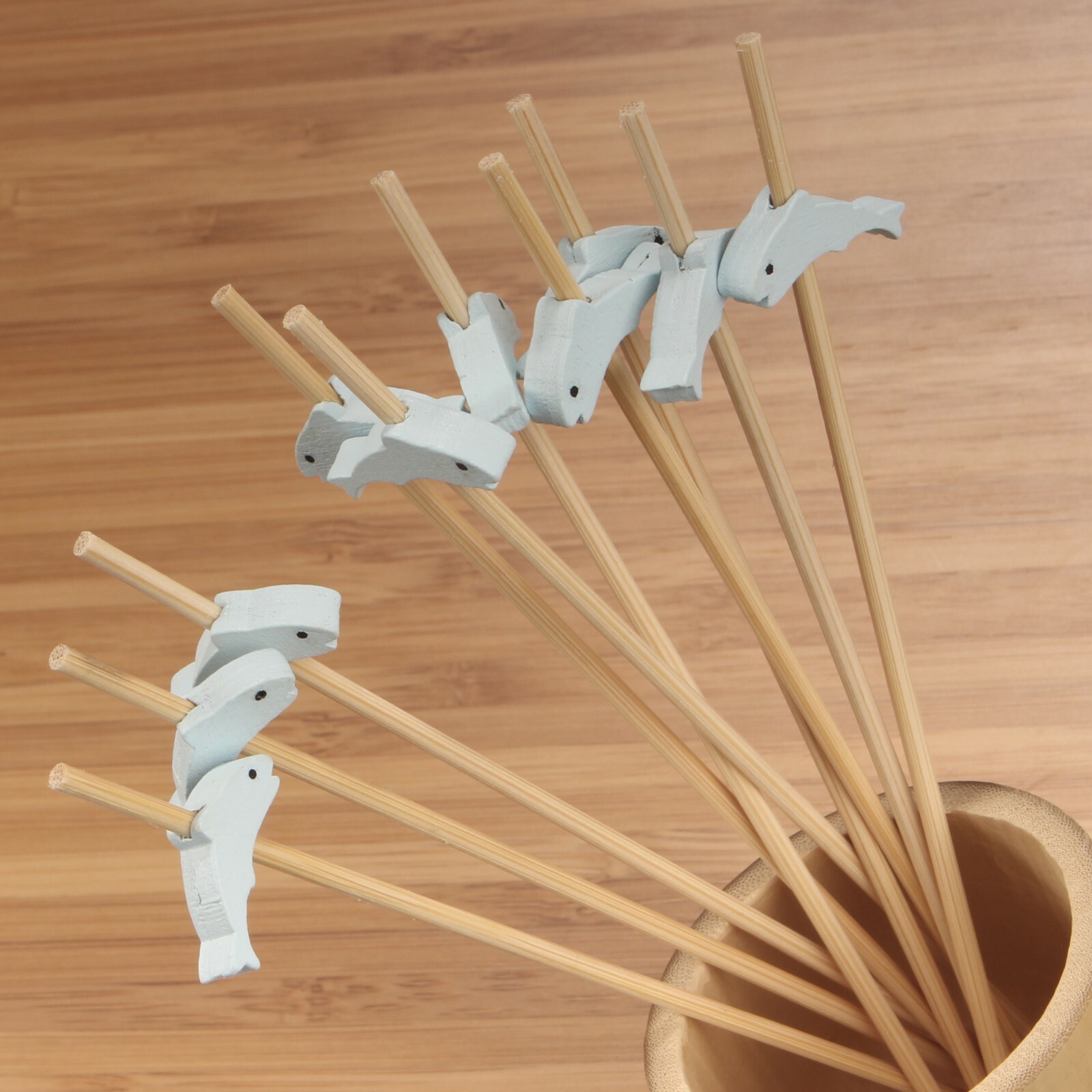 Decorative Fish Bamboo Appetizer Picks Skewers, Various Sizes and Quantity