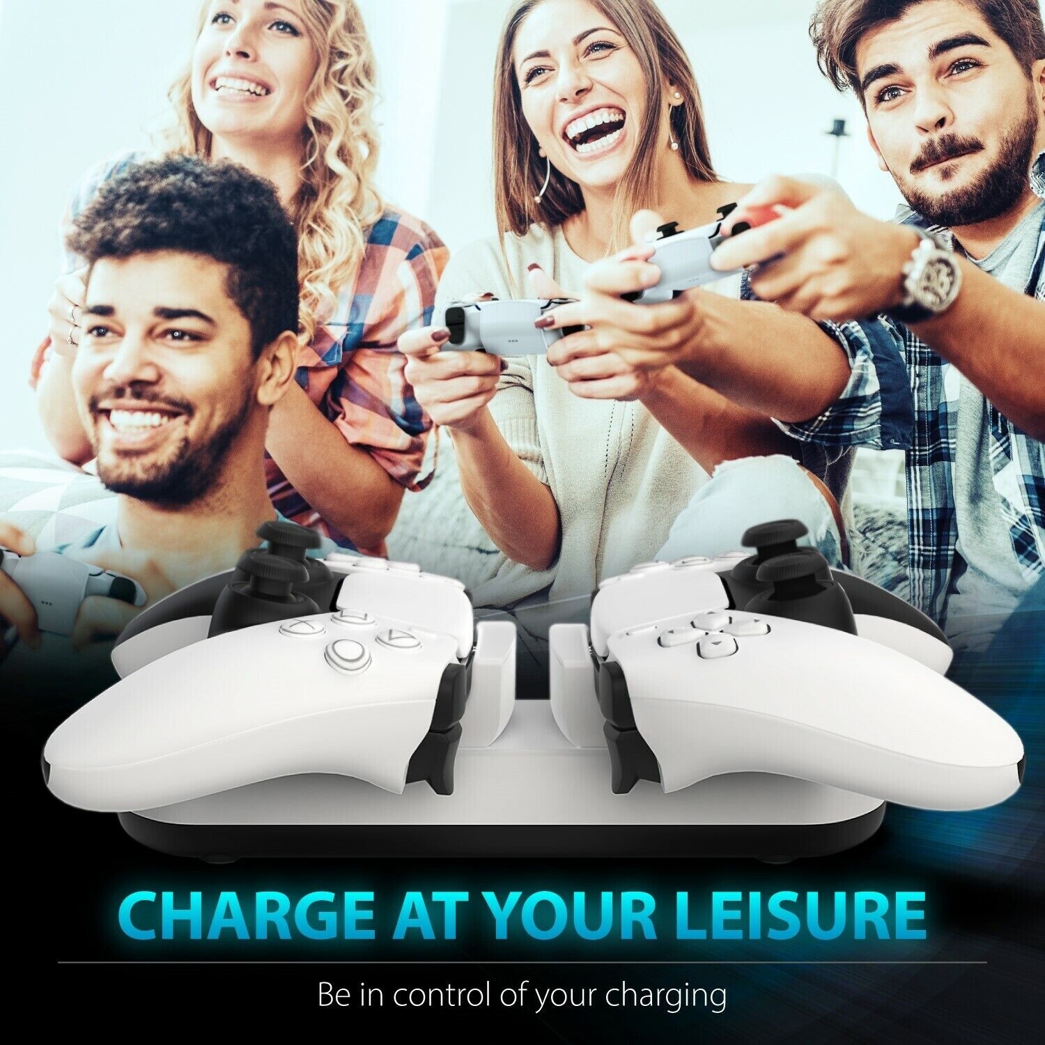 PS5 DualSense Controller Fast Wireless Charging Station Dock USB C Cable Charger