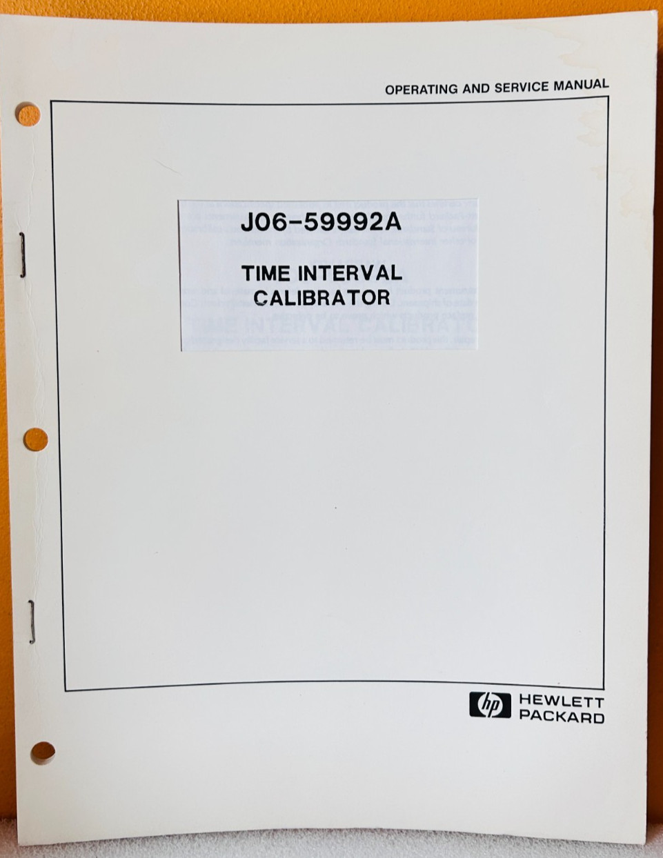 HP 59992-91094 Model J06-59992A Time Interval Calibrator Service Manual.