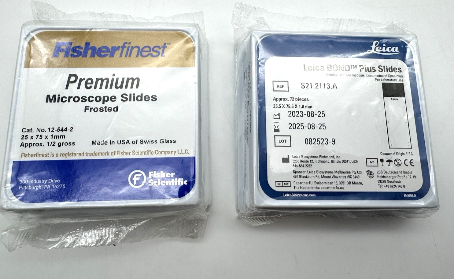 LOT of 2, Fisherfinest Miscroscope Slides Frosted & Leica Bond Plus Slides READ