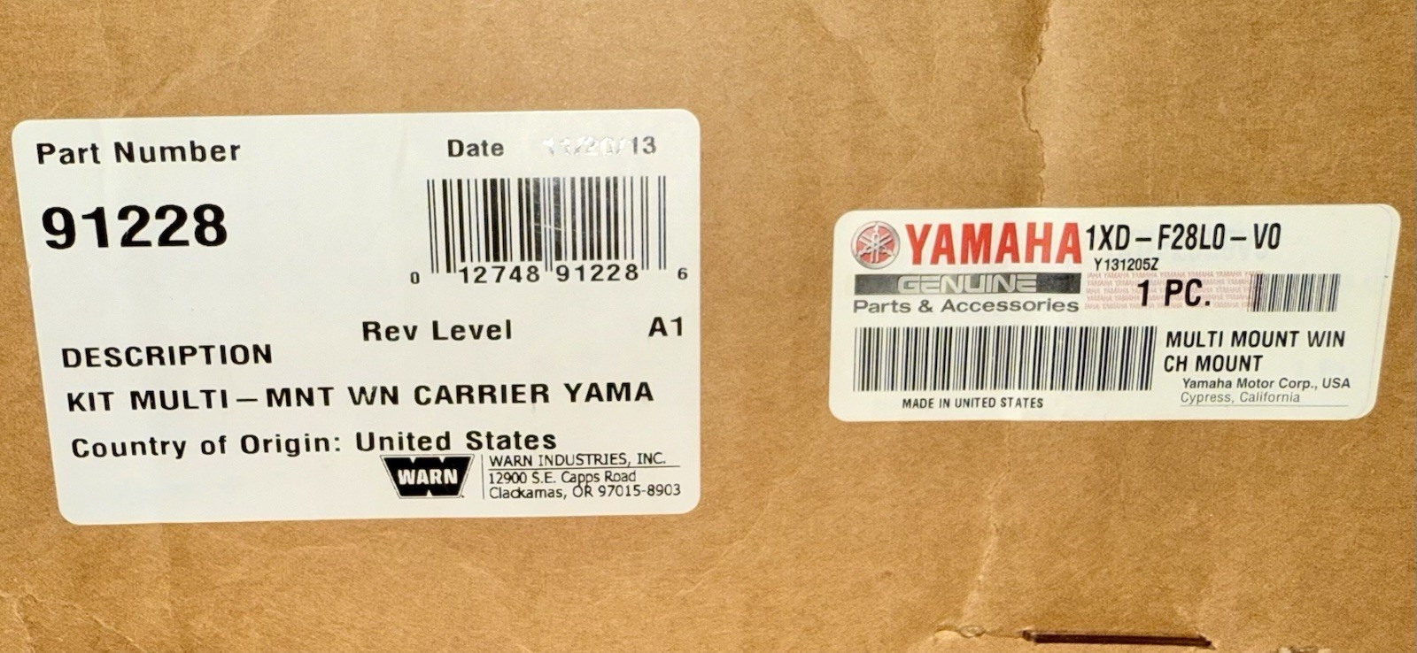 Yamaha/WARN multi mount winch mount 1XD-F28L0-V0-00/91228 New