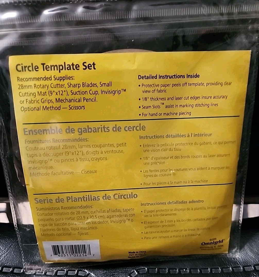 Omnigrid Template 5 Pc Sets Squares & Circles Squares 2"-5" Circles 1"-5" NOS
