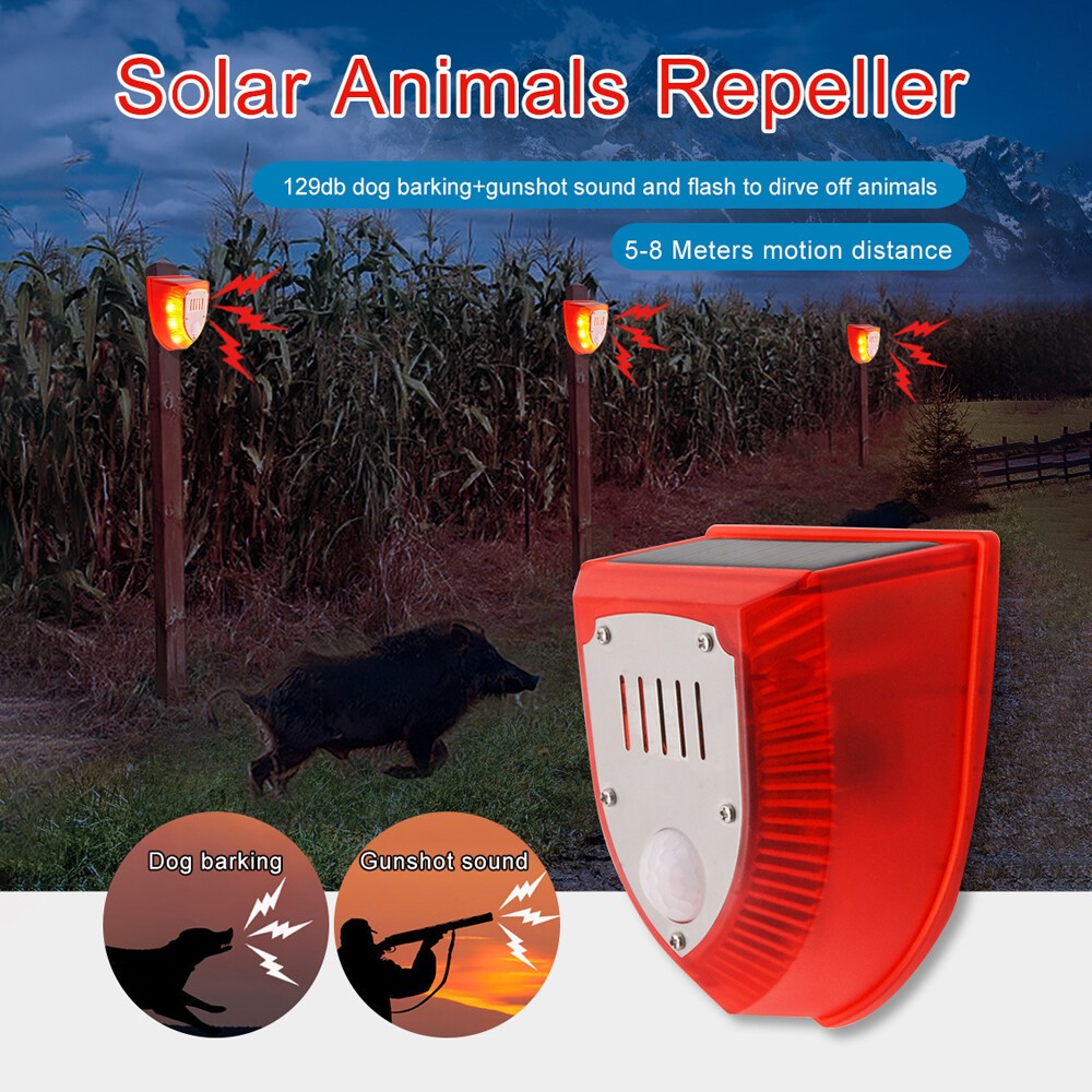 Solar Animal Repeller Light with Alarm & Motion Sensor Outdoor