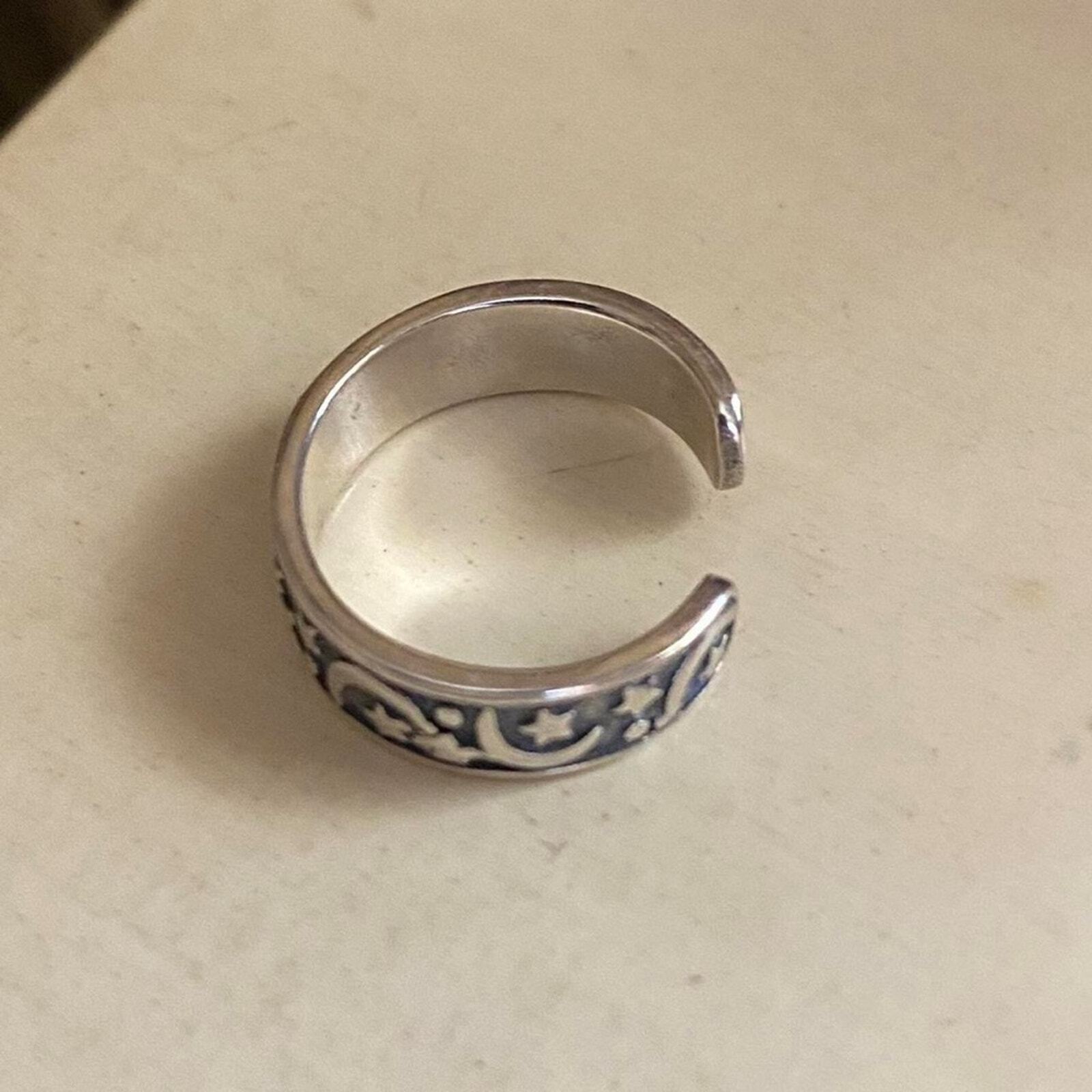 Moon & Stars Sterling Silver Band Toe Ring