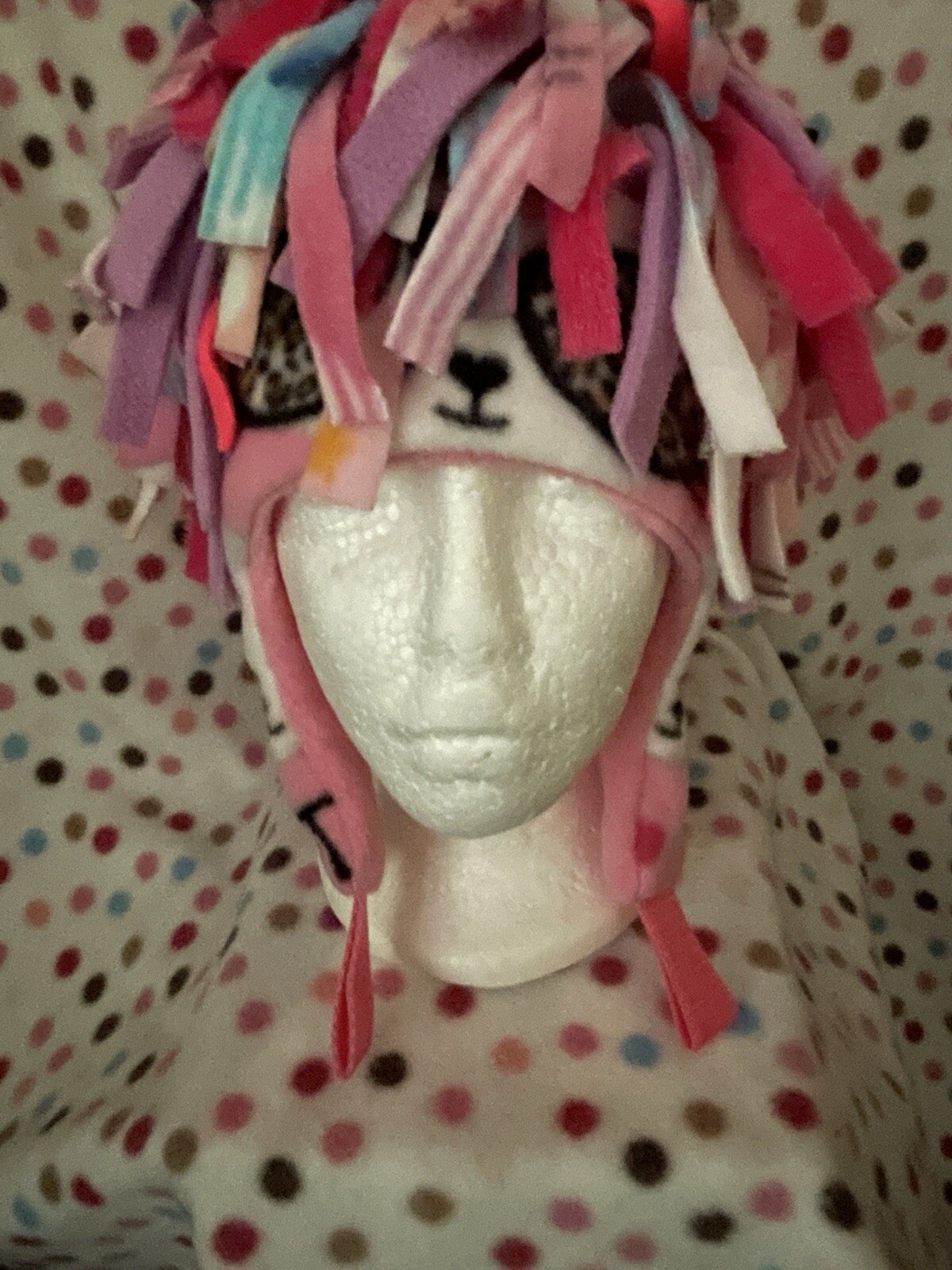 Wild N Crazy KITTY DRAMA QUEEN Printed “hair” Hat. Handmade. Unique 1 Of A Kind