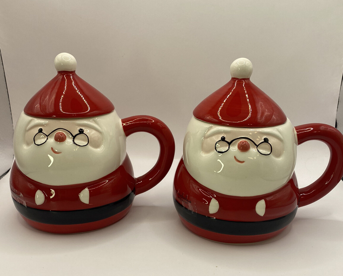 St Nicholas Square Santa Ceramic Coffee Mugs with Lids -2