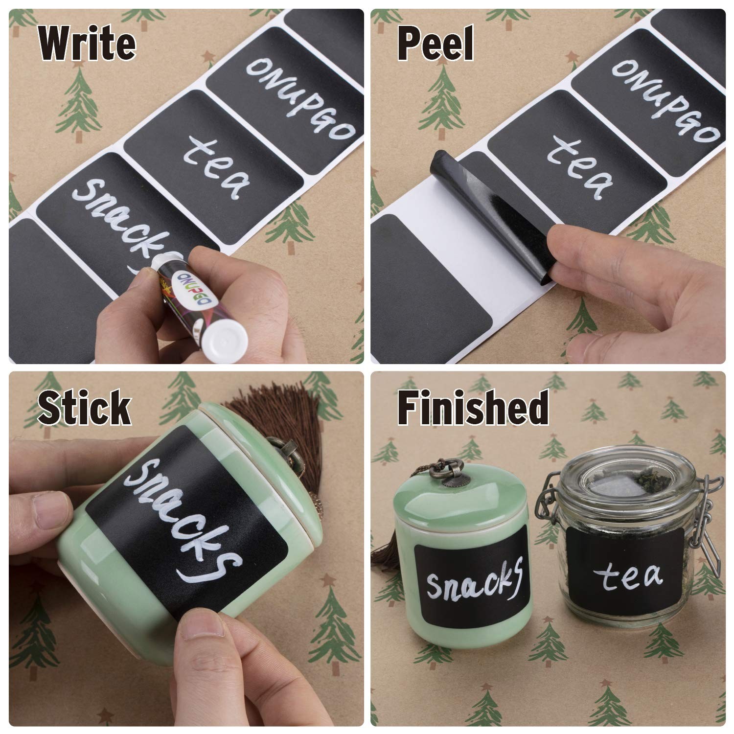 ONUPGO Chalkboard Labels-180pcs 2 inch x 2.95 inch, F: Lace Shape 1