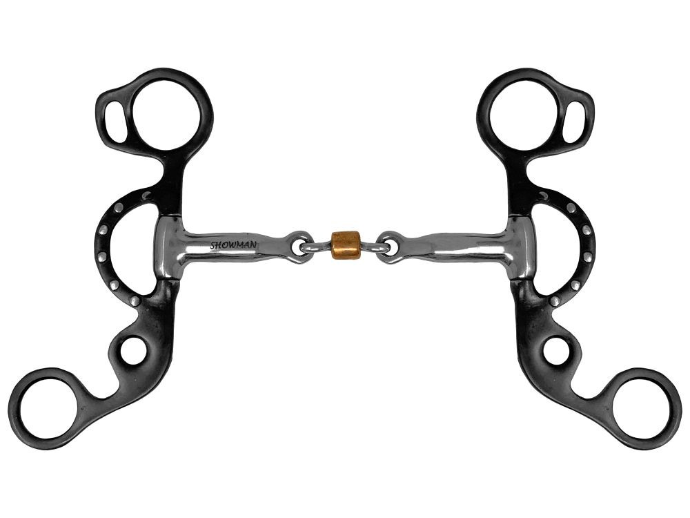 Showman Short Shank Three-Piece Sweet Iron Snaffle Bit w/ Copper Roller