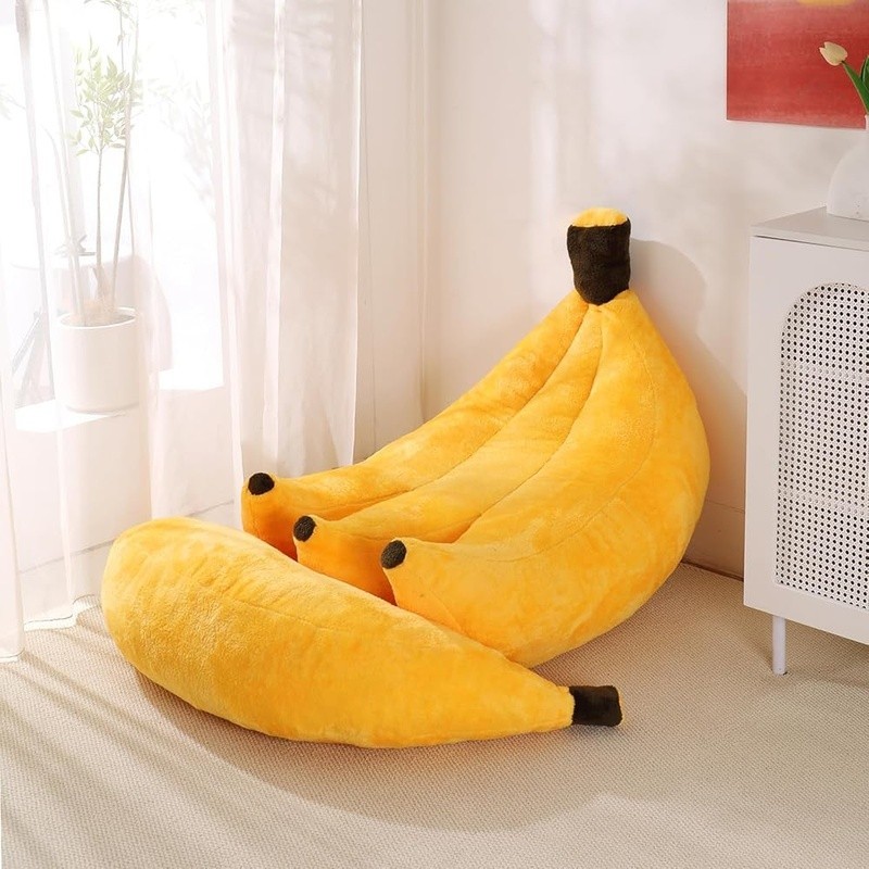 2-in-1 Banana Bean Bag Sofa Bed W/ Ottoman Soft Cozy Floor Chair Relaxation New