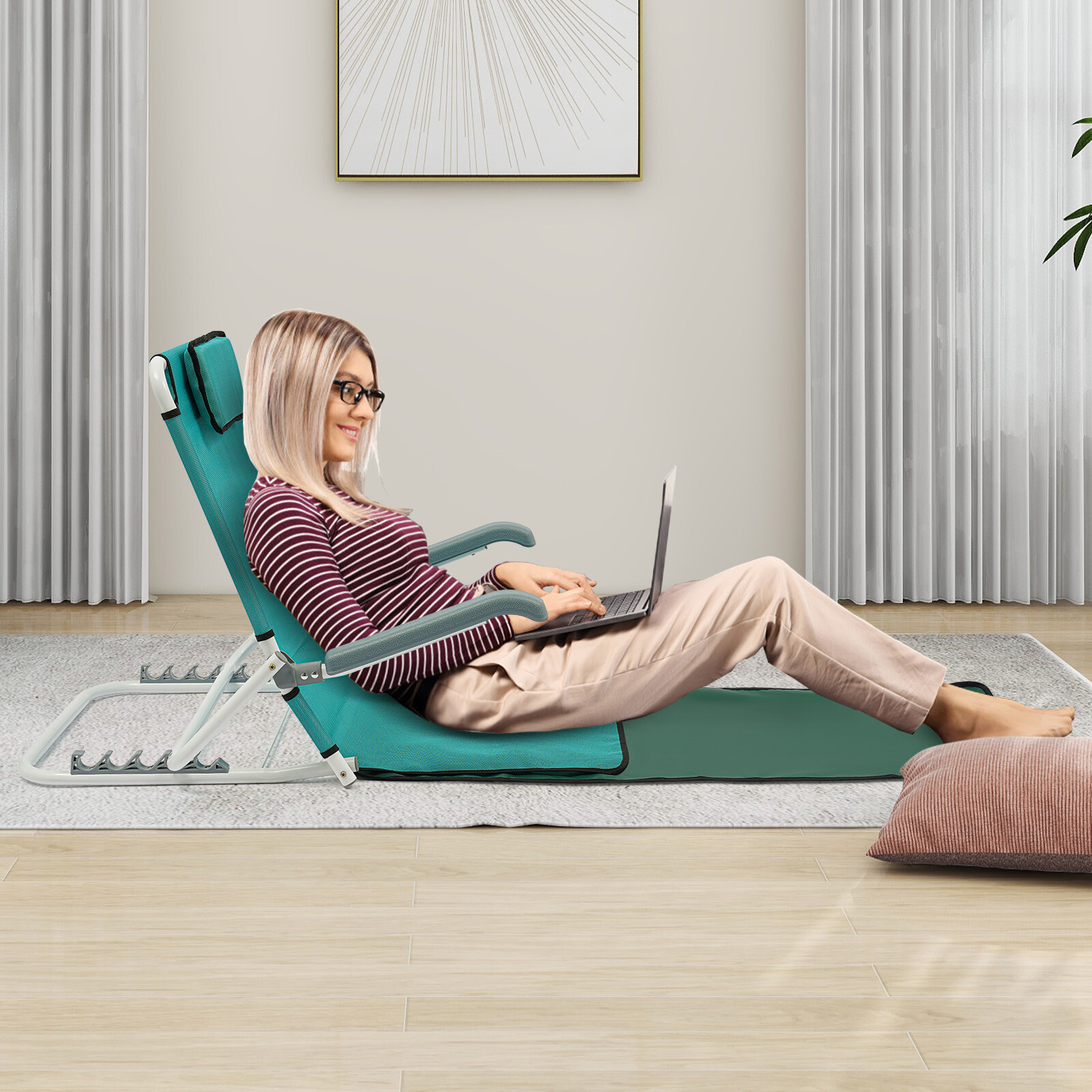 Lake Blue Sit-up Backrest 20°~75° Adjustable Angle Leisure Holder Backrest 90kg