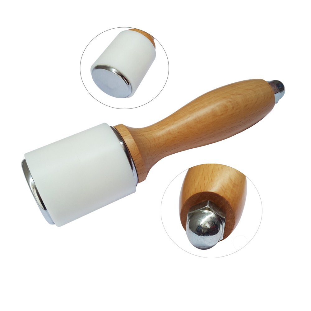 Leather Craft Carving Nylon Hammer with Wooden Handle Tool Dia 65mmx75mm