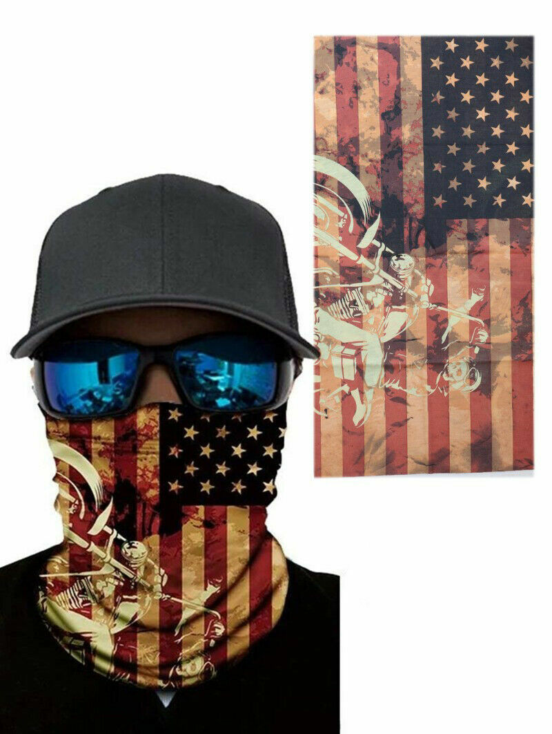 New USA Flag Rider Washable Reusable Face Mask Shield Gaiter Gaitor, Ships USA