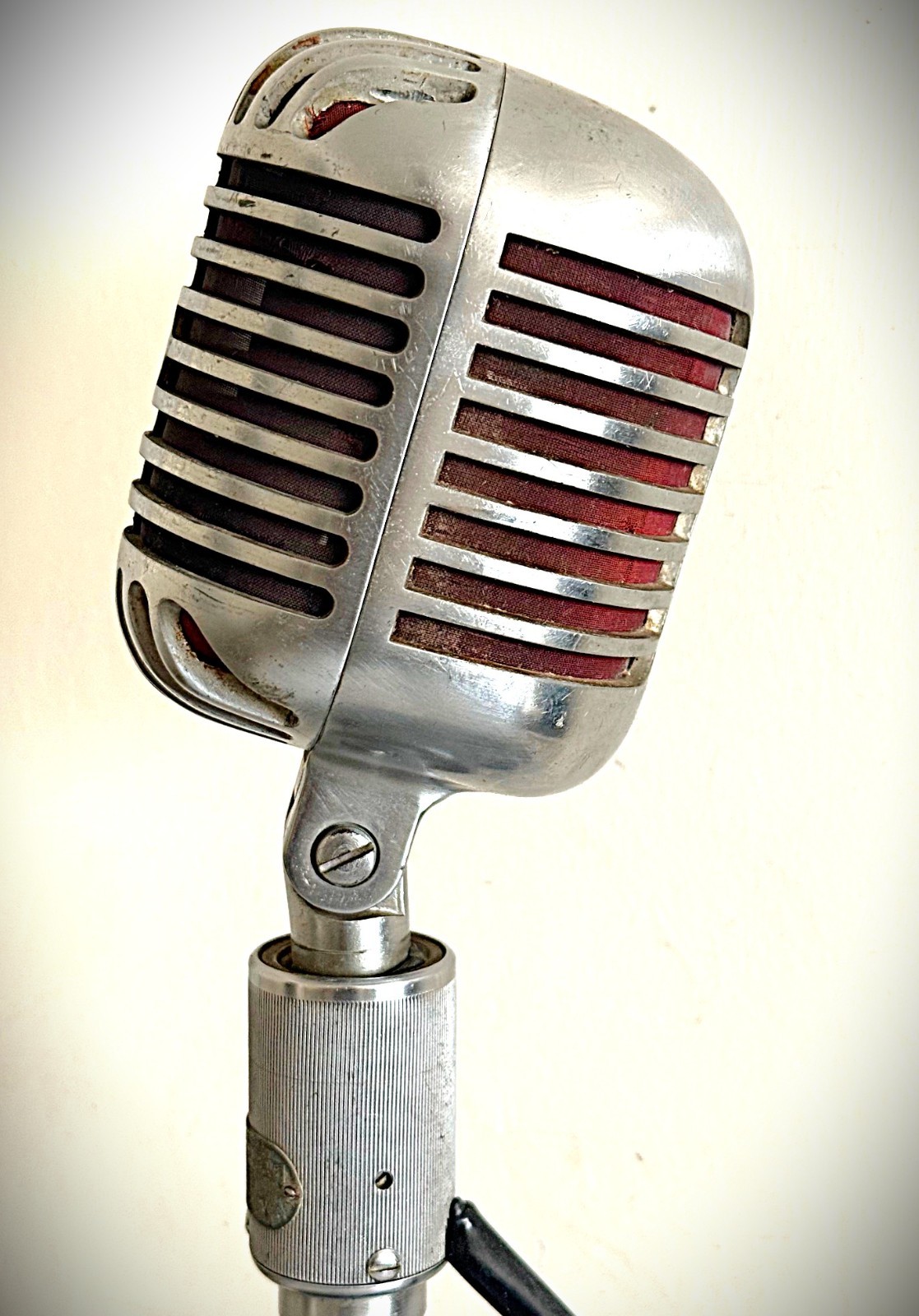 1950's Shure 556B Dynamic Microphone, working, includes adapter cable-stand-HEAR