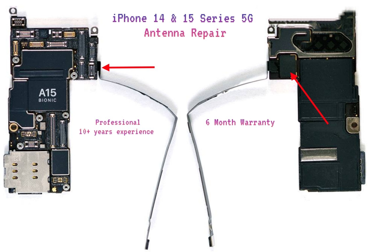 iPhone 14 & 15 Series 5G Antenna Repair Service - 6 Mo. Warranty - Professional