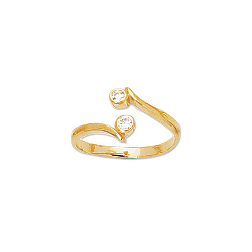 East West Diamonique CZ Adjustable Toe Ring REAL Solid 14K Yellow Gold