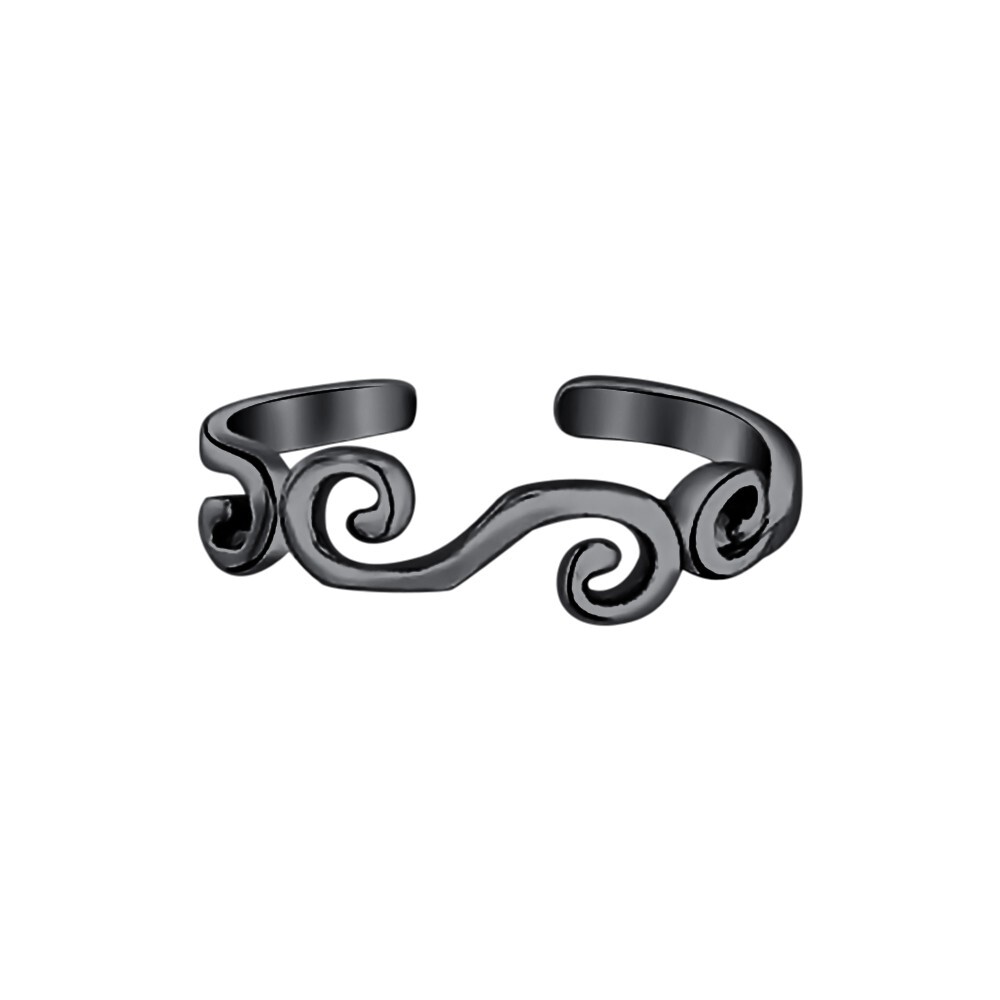 Women's 14K Black Gold Plated Swirl Midi Ring Adjustable Scroll Toe/Midi Rings