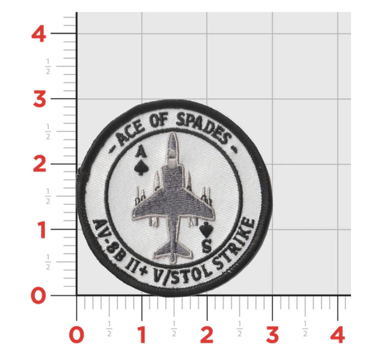 MARINE CORPS VMA-231 ACE OF SPADES WHITE HOOK & LOOP EMBROIDERED PATCH