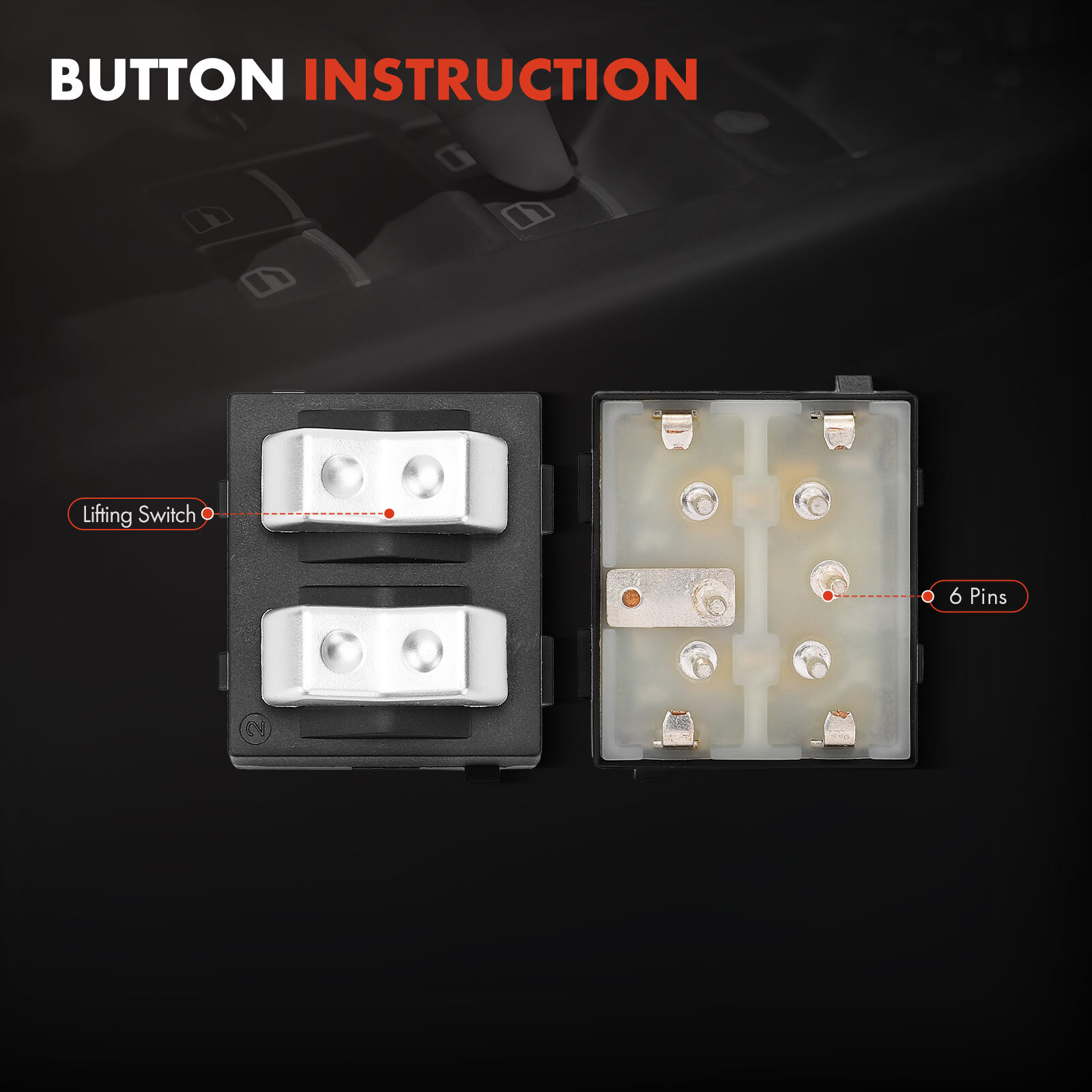 Front Driver Left Window Switch for Dodge B150 B250 B350 D100 D150 D250 Dakota