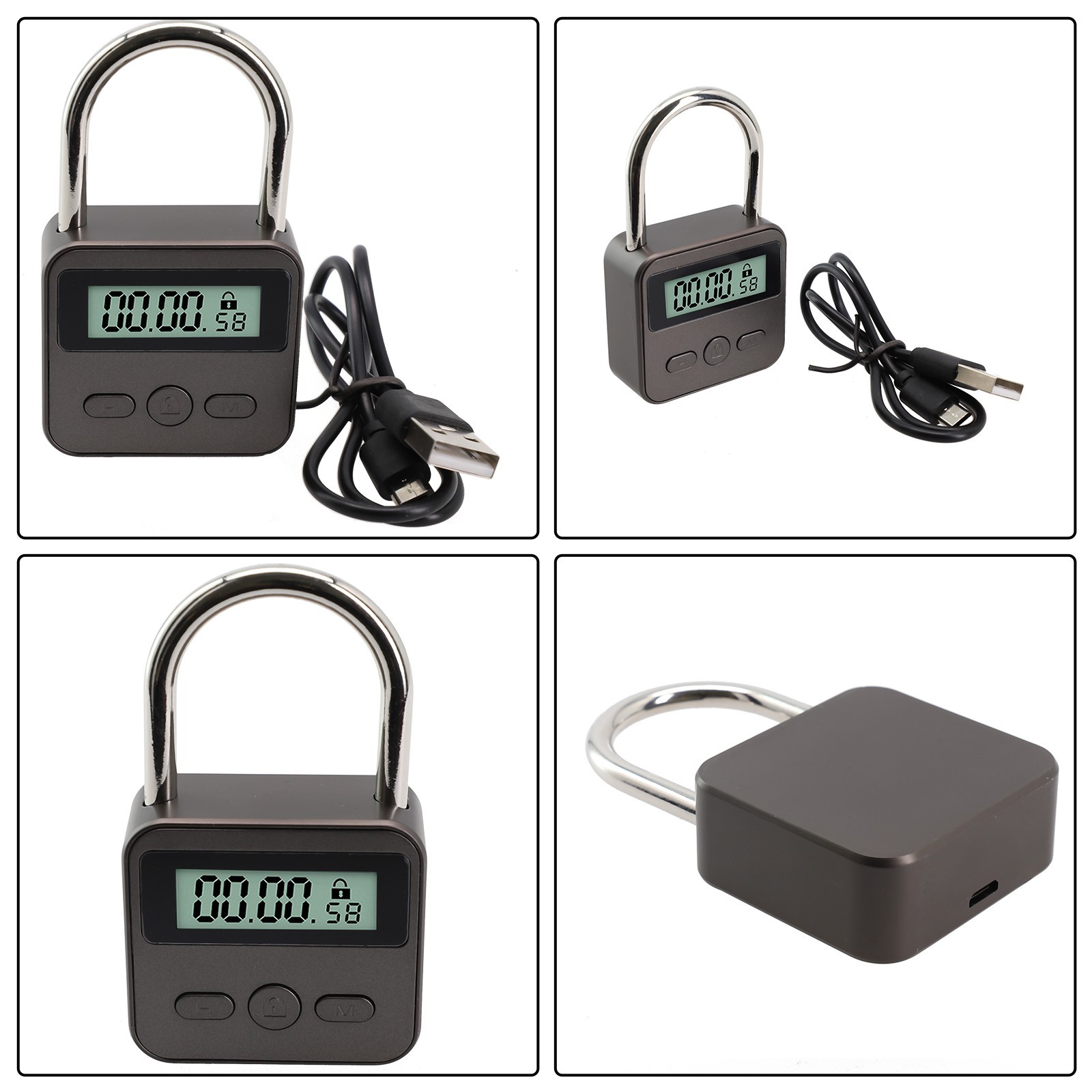 Multifunction Timer Padlock LCD Display Time Lock For Travel Waterproof