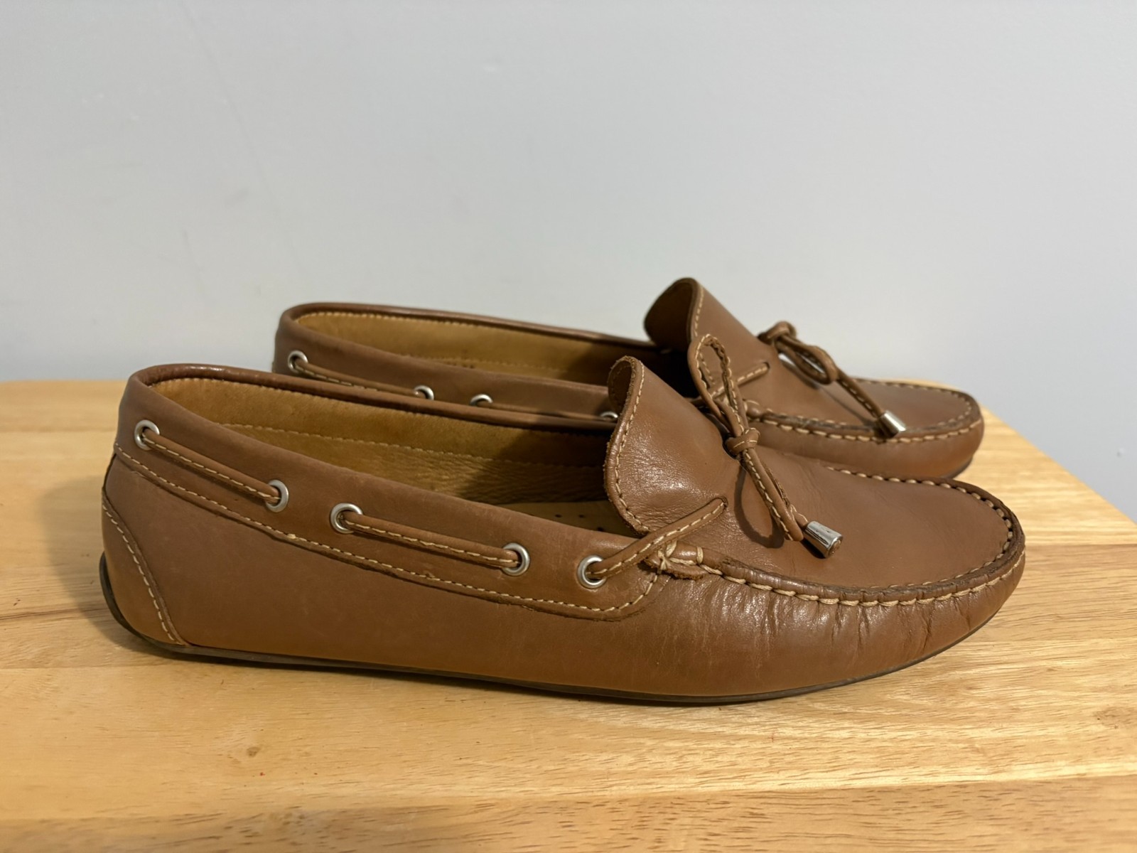 Marc Joseph New York Boat Shoes Womens Size 7.5 Brown Leather Driving Moccasins
