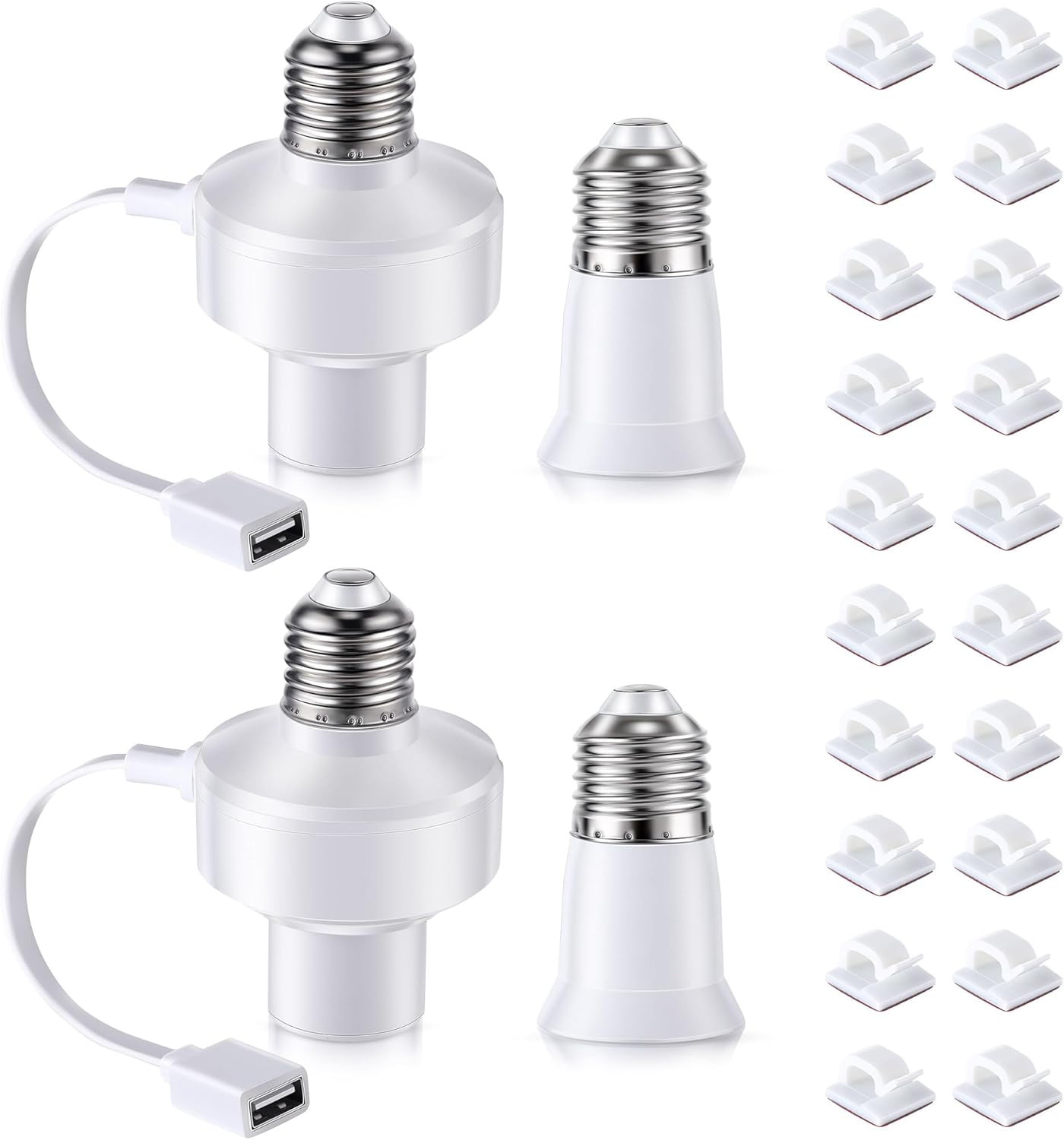 2 Pack E26 Light USB Socket Adapter, Lamp Socket Power Adapter 5V 1.5A, Light So